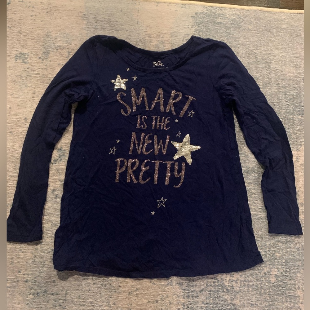 Girls navy sparkly long sleeved shirt
